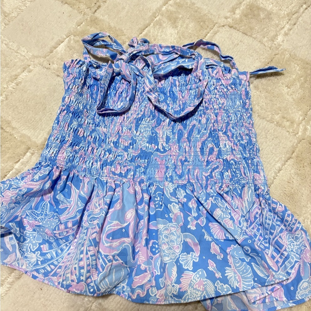 Lilly Pulitzer Women's Rivera Smocked Tank Top L - Picture 4 of 4